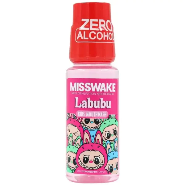 1-دهانشویه-کودک-میسویک-لبوبو-صورتی-misswake-kids-mouthwash-pink-labubu-مسواکالا-مسواک-کالا-mesvakala ميسويک دهان شويه کودک دخترانه (صورتي) - تصویر 1
