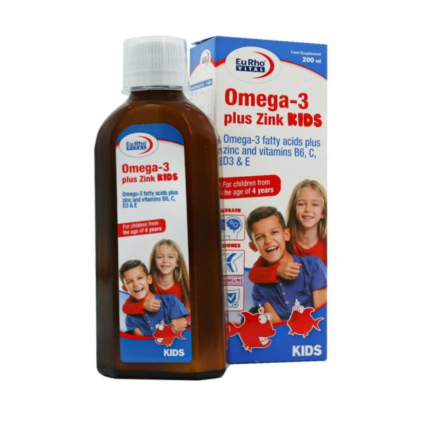 Eurhovital-Omega-3-Plus-Zink-Kids-Syrup امگا3 پلاس زينک کيدز يوروويتال شربت - تصویر 1
